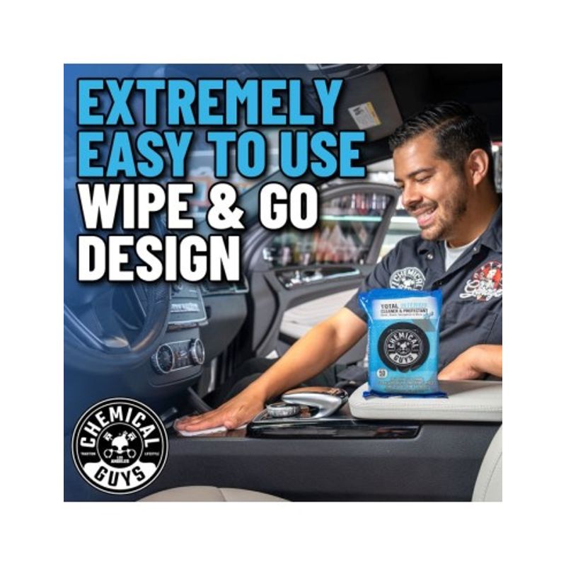Auto si Moto - Intretinere auto - Produse curatare auto - Servetele umede curatare si ingrijire pentru interior ChemicalGuys Total Interior Wipes, 50 buc - Infinity.ro