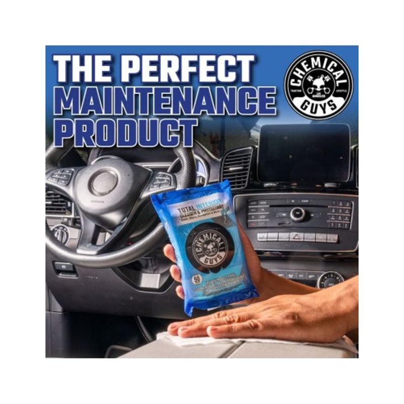 Auto si Moto - Intretinere auto - Produse curatare auto - Servetele umede curatare si ingrijire pentru interior ChemicalGuys Total Interior Wipes, 50 buc - Infinity.ro