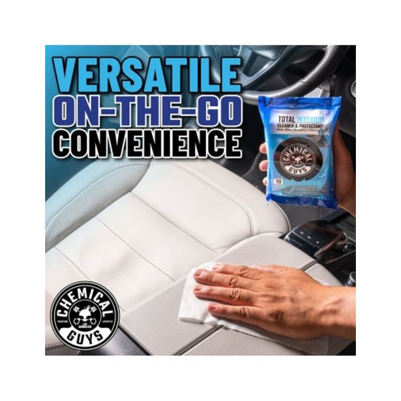 Auto si Moto - Intretinere auto - Produse curatare auto - Servetele umede curatare si ingrijire pentru interior ChemicalGuys Total Interior Wipes, 50 buc - Infinity.ro