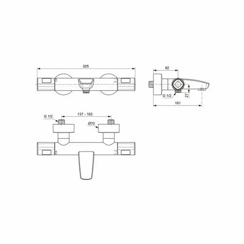 Casa si Gradina - Sanitare - Lavoar baie si accesorii - Baterii sanitare - Baterie termostatica pentru cada Ideal Standard Ceratherm T100 - Infinity.ro