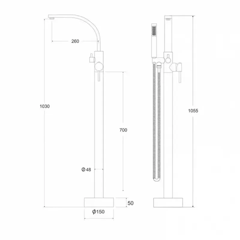 Casa si Gradina - Sanitare - Lavoar baie si accesorii - Baterii sanitare - Baterie cada - dus freestanding Besco Decco I auriu lucios - Infinity.ro