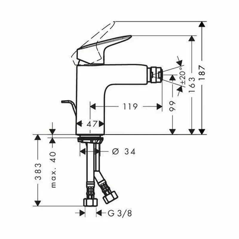 Casa si Gradina - Sanitare - Lavoar baie si accesorii - Baterii sanitare - Baterie bideu Hansgrohe Logis 100 monocomanda crom - Infinity.ro
