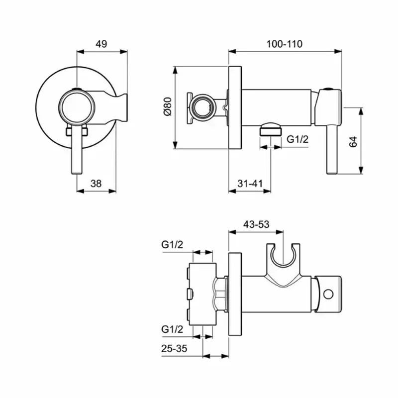 Casa si Gradina - Sanitare - Lavoar baie si accesorii - Baterii sanitare - Dus igienic cu baterie Ideal Standard IdealSpray crom lucios - Infinity.ro