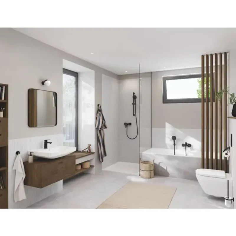Casa si Gradina - Sanitare - Lavoar baie si accesorii - Baterii sanitare - Baterie dus Grohe Cubeo monocomanda negru mat - Infinity.ro