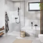 Casa si Gradina - Sanitare - Lavoar baie si accesorii - Baterii sanitare - Baterie dus Grohe Cubeo monocomanda negru mat - Infinity.ro