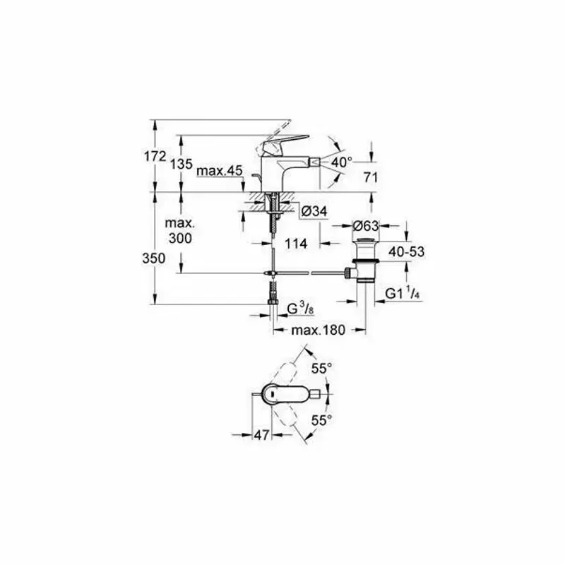 Casa si Gradina - Sanitare - Lavoar baie si accesorii - Baterii sanitare - Baterie bideu Grohe Eurosmart Cosmopolitan crom lucios - Infinity.ro
