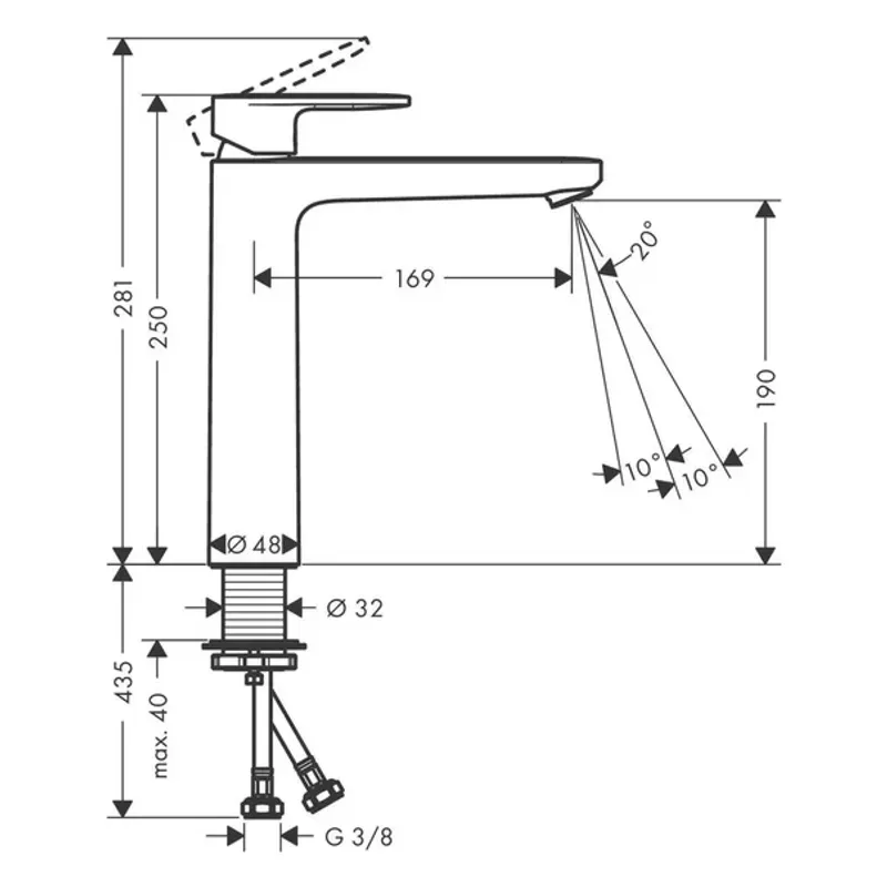 Casa si Gradina - Sanitare - Lavoar baie si accesorii - Baterii sanitare - Baterie lavoar inalta Hansgrohe Vernis Blend 190 monocomanda crom lucios - Infinity.ro