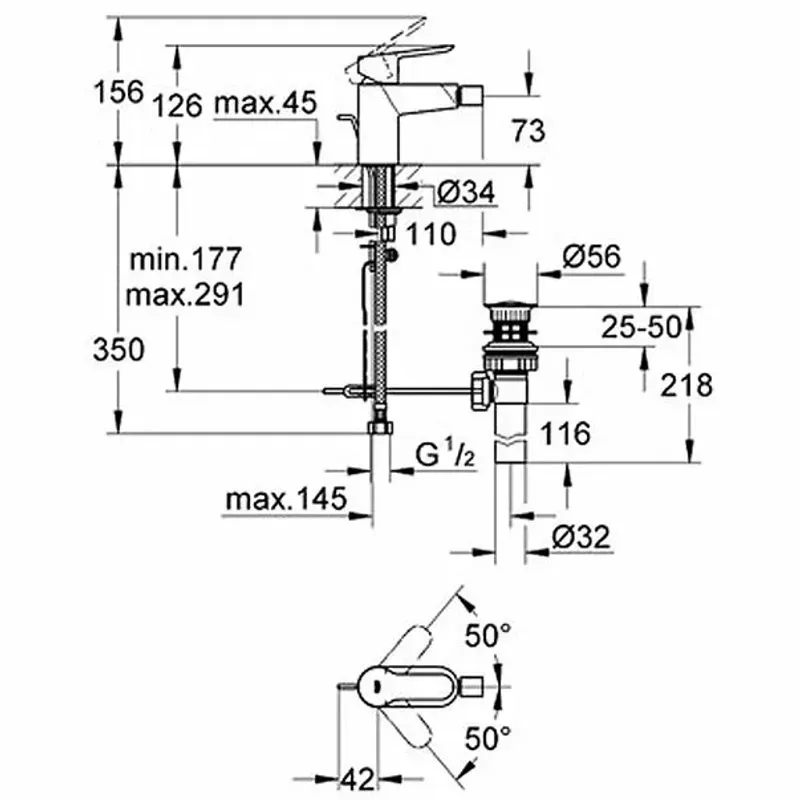 Casa si Gradina - Sanitare - Lavoar baie si accesorii - Baterii sanitare - Baterie bideu Grohe BauEdge crom lucios - Infinity.ro