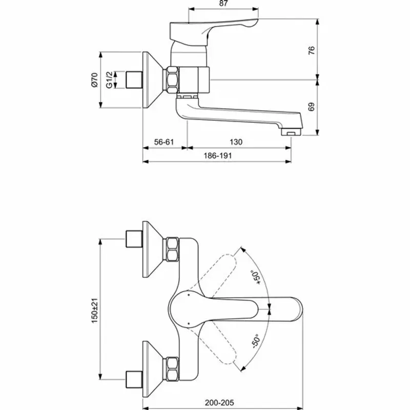 Casa si Gradina - Sanitare - Lavoar baie si accesorii - Baterii sanitare - Baterie lavoar pe perete Ideal Standard Alpha - Infinity.ro