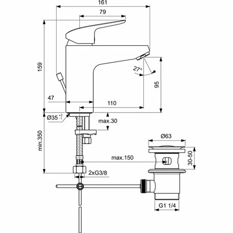 Casa si Gradina - Sanitare - Lavoar baie si accesorii - Baterii sanitare - Baterie lavoar Ideal Standard Ceraflex Rim Grande - Infinity.ro