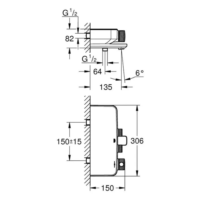Casa si Gradina - Sanitare - Lavoar baie si accesorii - Baterii sanitare - Baterie termostatata cada negru mat Grohe Grohtherm SmartControl - Infinity.ro