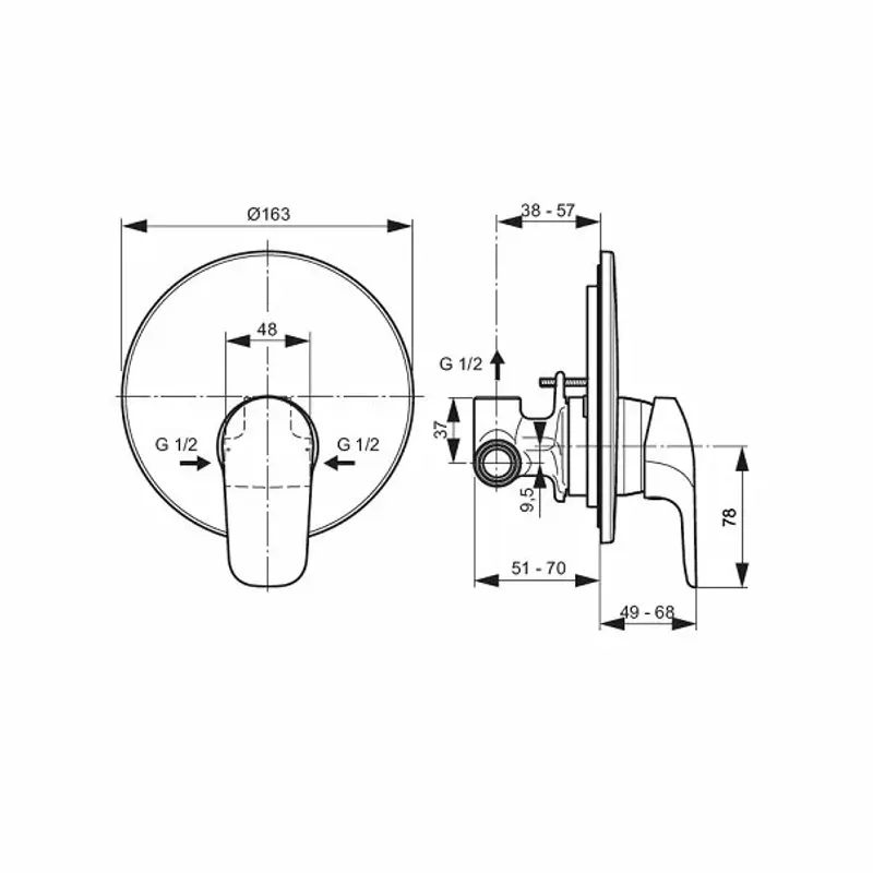 Casa si Gradina - Sanitare - Lavoar baie si accesorii - Baterii sanitare - Baterie dus incastrata Ideal Standard Ceraflex cu corp ingropat crom - Infinity.ro