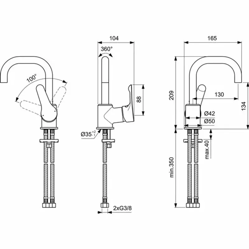 Casa si Gradina - Sanitare - Lavoar baie si accesorii - Baterii sanitare - Baterie inalta lavoar Ideal Standard Alpha - Infinity.ro