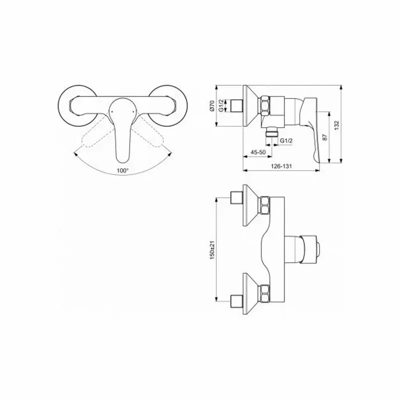 Casa si Gradina - Sanitare - Lavoar baie si accesorii - Baterii sanitare - Baterie dus Ideal Standard Alpha - Infinity.ro