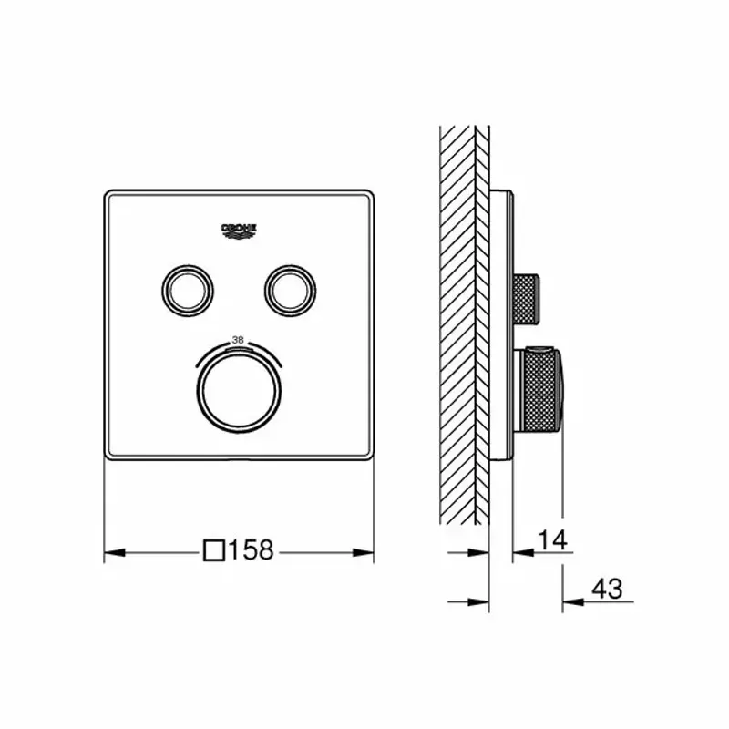 Casa si Gradina - Sanitare - Lavoar baie si accesorii - Baterii sanitare - Baterie dus Grohe Grohtherm SmartControl termostatica patrata - Infinity.ro