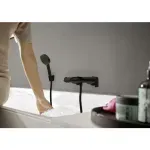 Casa si Gradina - Sanitare - Lavoar baie si accesorii - Baterii sanitare - Baterie cada - dus Hansgrohe Vivenis negru mat monocomanda - Infinity.ro