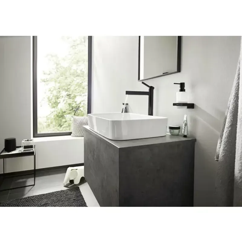 Casa si Gradina - Sanitare - Lavoar baie si accesorii - Baterii sanitare - Baterie lavoar inalta Hansgrohe Finoris 260 cu ventil Push-Open negru mat - Infinity.ro