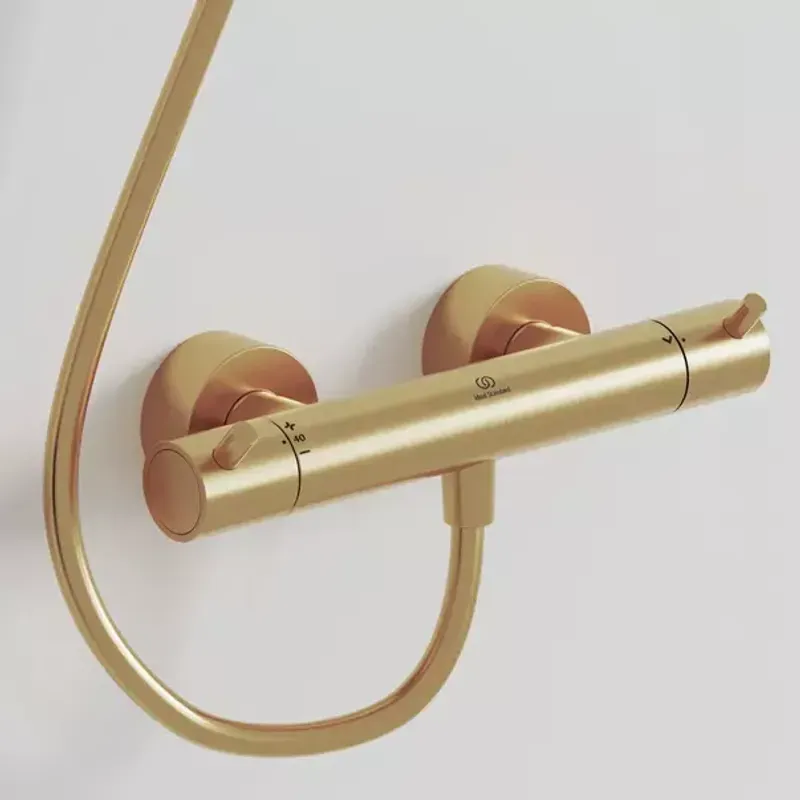 Casa si Gradina - Sanitare - Lavoar baie si accesorii - Baterii sanitare - Baterie dus termostatata Ideal Standard Ceratherm T125 auriu periat - Infinity.ro