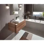 Casa si Gradina - Sanitare - Lavoar baie si accesorii - Baterii sanitare - Baterie cada - dus Hansgrohe Vivenis negru mat monocomanda - Infinity.ro