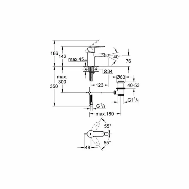 Casa si Gradina - Sanitare - Lavoar baie si accesorii - Baterii sanitare - Baterie bideu Grohe Eurostyle Cosmopolitan crom lucios - Infinity.ro
