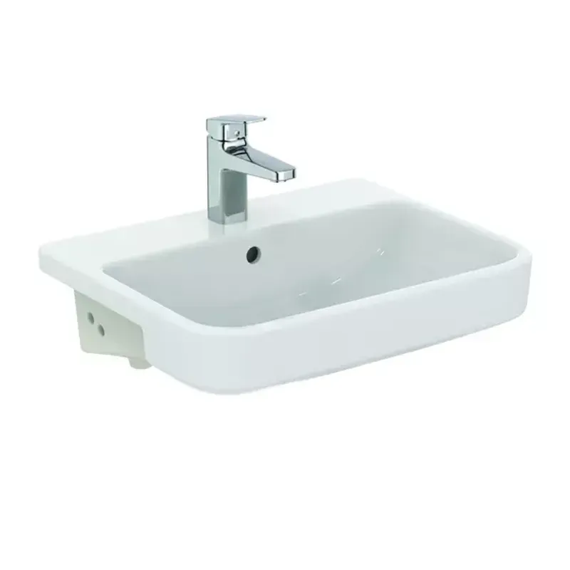 Casa si Gradina - Sanitare - Lavoar baie si accesorii - Lavoare si piedestale - Lavoar semiincastrat Ideal Standard i.life B alb lucios 55 cm cu orificiu baterie si preaplin - Infinity.ro