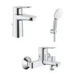 Casa si Gradina - Sanitare - Lavoar baie si accesorii - Baterii sanitare - Set baterii lavoar cada Grohe BauEdge si dus cu porter Tempesta crom lucios - Infinity.ro