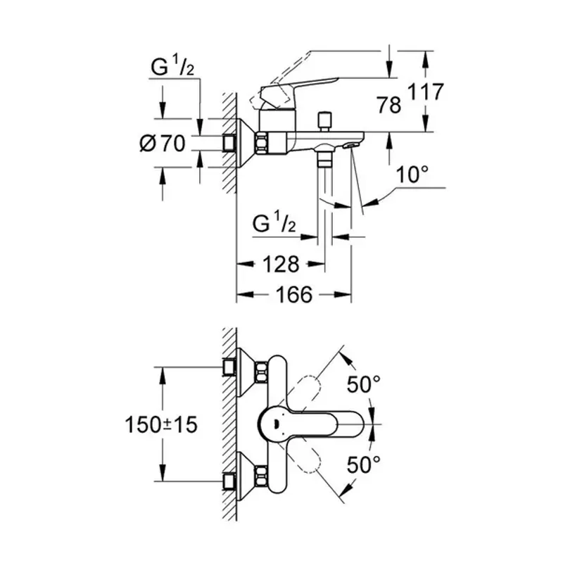 Casa si Gradina - Sanitare - Lavoar baie si accesorii - Baterii sanitare - Set baterii lavoar cada Grohe BauEdge si dus cu bara Tempesta crom lucios - Infinity.ro