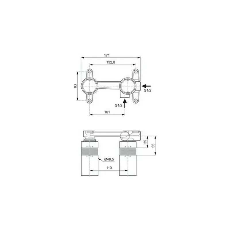 Casa si Gradina - Sanitare - Lavoar baie si accesorii - Baterii sanitare - Corp incastrat Ideal Standard pentru baterii lavoar cu montaj pe perete Easy Box - Infinity.ro