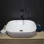 Casa si Gradina - Sanitare - Lavoar baie si accesorii - Lavoare si piedestale - Lavoar pe blat Fluminia Alaska New alb 50 cm - Infinity.ro