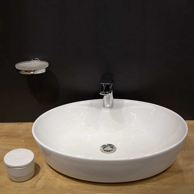 Casa si Gradina - Sanitare - Lavoar baie si accesorii - Lavoare si piedestale - Lavoar pe blat Fluminia, Tamisa, oval, 57 x 41 cm, alb - Infinity.ro