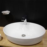 Casa si Gradina - Sanitare - Lavoar baie si accesorii - Lavoare si piedestale - Lavoar pe blat Fluminia, Tamisa, oval, 57 x 41 cm, alb - Infinity.ro