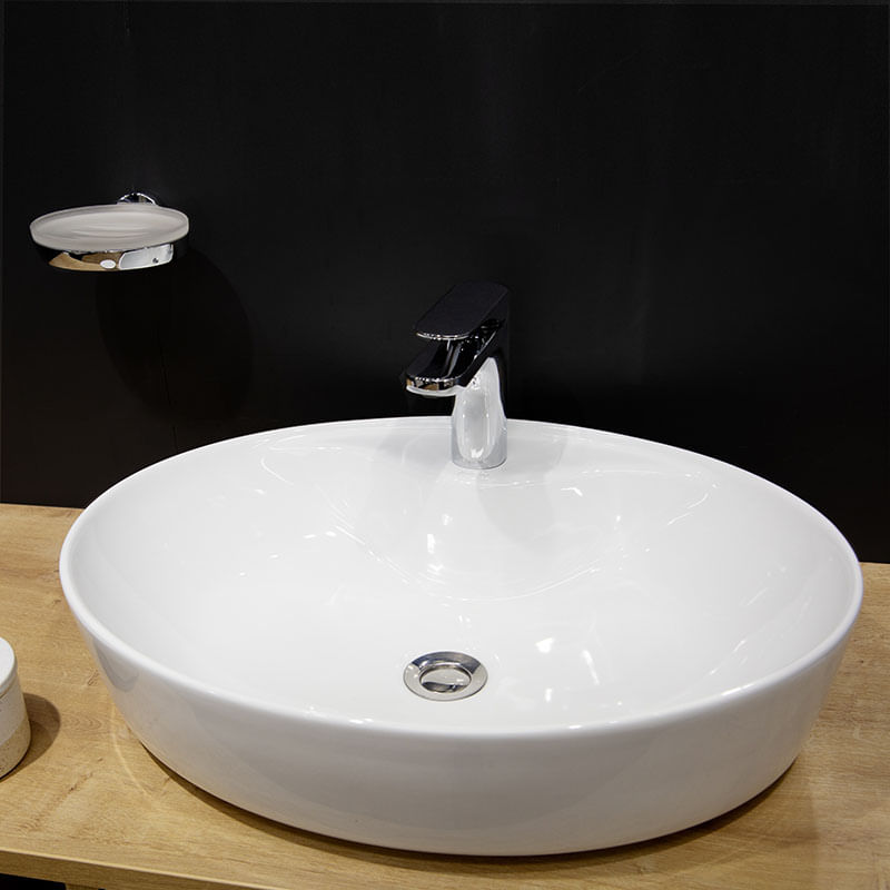 Casa si Gradina - Sanitare - Lavoar baie si accesorii - Lavoare si piedestale - Lavoar pe blat Fluminia, Tamisa, oval, 57 x 41 cm, alb - Infinity.ro