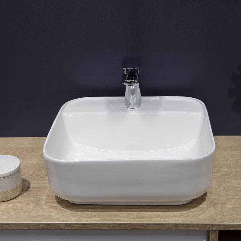 Casa si Gradina - Sanitare - Lavoar baie si accesorii - Lavoare si piedestale - Lavoar pe blat, Fluminia, Juno-38, patrat, 38,5 x 38,5 cm, alb - Infinity.ro