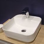 Casa si Gradina - Sanitare - Lavoar baie si accesorii - Lavoare si piedestale - Lavoar pe blat, Fluminia, Juno-38, patrat, 38,5 x 38,5 cm, alb - Infinity.ro