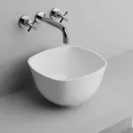 Casa si Gradina - Sanitare - Lavoar baie si accesorii - Lavoare si piedestale - Lavoar pe blat din compozit Marmite Volos alb 40 cm - Infinity.ro