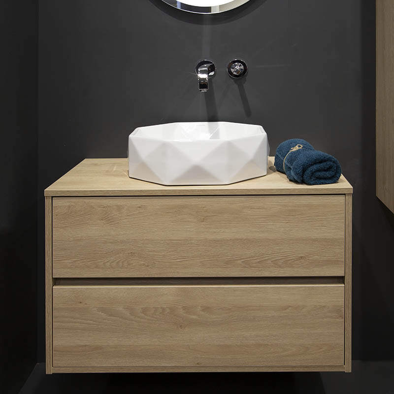 Casa si Gradina - Sanitare - Lavoar baie si accesorii - Lavoare si piedestale - Lavoar pe blat Fluminia, Briliant, octogonal, 41.5 x 41.5 cm, alb - Infinity.ro