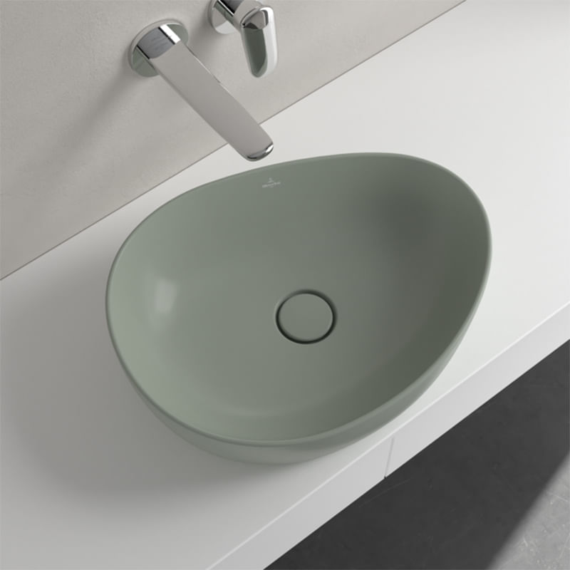 Casa si Gradina - Sanitare - Lavoar baie si accesorii - Lavoare si piedestale - Lavoar pe blat, Villeroy & Boch, Antao 51 cm, oval, verde mat - Infinity.ro
