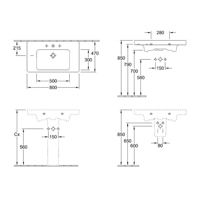 Casa si Gradina - Sanitare - Lavoar baie si accesorii - Lavoare si piedestale - Lavoar Villeroy & Boch, Subway 2.0, 80 cm, alb alpin - Infinity.ro