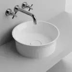 Casa si Gradina - Sanitare - Lavoar baie si accesorii - Lavoare si piedestale - Lavoar pe blat din compozit Marmite Dresda rotund 40 cm alb - Infinity.ro