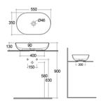 Casa si Gradina - Sanitare - Lavoar baie si accesorii - Lavoare si piedestale - Lavoar slim pe blat, Rak, Feeling, oval, 55 x 35 cm, cappuccino mat - Infinity.ro