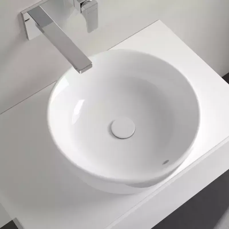 Casa si Gradina - Sanitare - Lavoar baie si accesorii - Lavoare si piedestale - Lavoar pe blat Villeroy&Boch Architectura rotund finisaj alb lucios 45 cm - Infinity.ro
