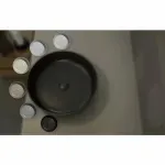 Casa si Gradina - Sanitare - Lavoar baie si accesorii - Lavoare si piedestale - Lavoar rotund negru mat Rak Feeling 42 cm - Infinity.ro