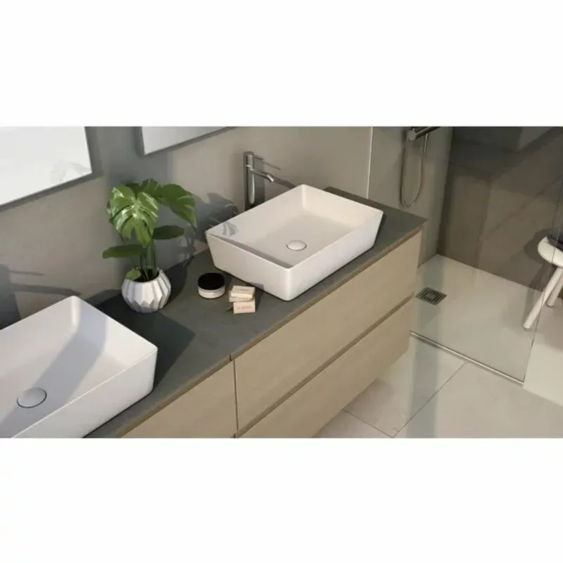 Casa si Gradina - Sanitare - Lavoar baie si accesorii - Lavoare si piedestale - Lavoar pe blat Rak Feeling rectangular 50 cm alb mat - Infinity.ro