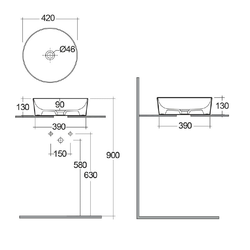Casa si Gradina - Sanitare - Lavoar baie si accesorii - Lavoare si piedestale - Lavoar pe blat, RAK, Feeling, rotund, diametrul 42 cm, cappuccino - Infinity.ro