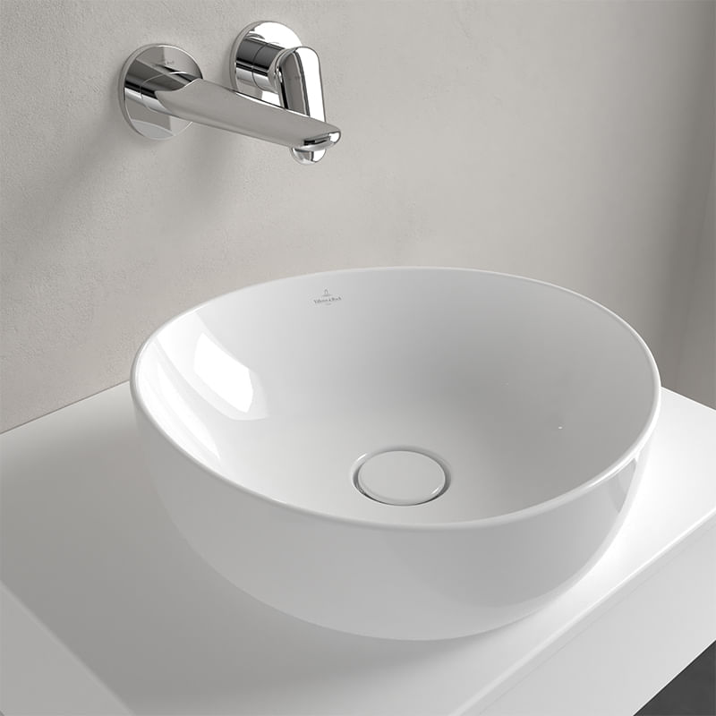 Casa si Gradina - Sanitare - Lavoar baie si accesorii - Lavoare si piedestale - Lavoar asimetric pe blat, Villeroy & Boch, Antao 40, oval, alb - Infinity.ro