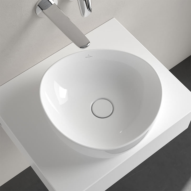 Casa si Gradina - Sanitare - Lavoar baie si accesorii - Lavoare si piedestale - Lavoar asimetric pe blat, Villeroy & Boch, Antao 40, oval, alb - Infinity.ro