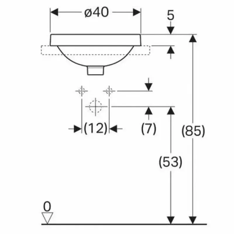 Casa si Gradina - Sanitare - Lavoar baie si accesorii - Lavoare si piedestale - Lavoar semiincastrat Geberit Variform rotund cu preaplin 40 cm - Infinity.ro