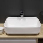 Casa si Gradina - Sanitare - Lavoar baie si accesorii - Lavoare si piedestale - Lavoar pe blat Fluminia, Juno, 55 cm, dreptunghiular, 55 x 45 cm, alb - Infinity.ro