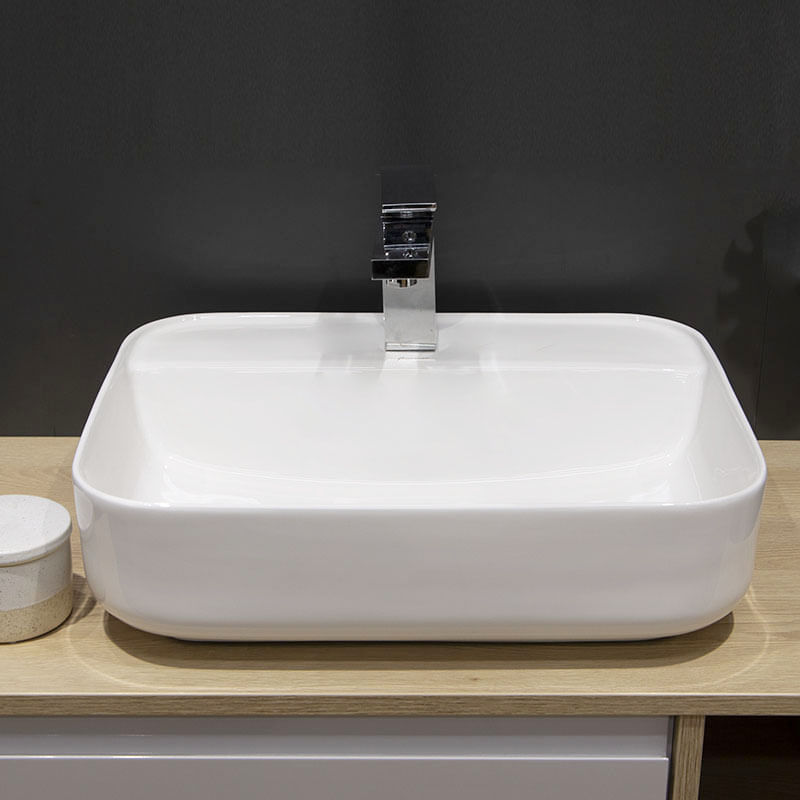 Casa si Gradina - Sanitare - Lavoar baie si accesorii - Lavoare si piedestale - Lavoar pe blat Fluminia, Juno, 55 cm, dreptunghiular, 55 x 45 cm, alb - Infinity.ro