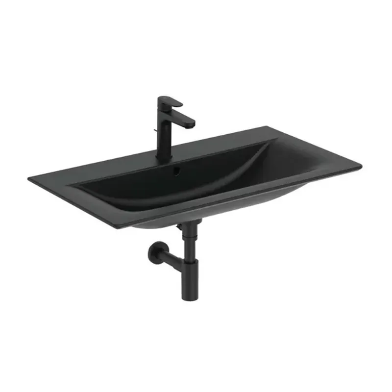 Casa si Gradina - Sanitare - Lavoar baie si accesorii - Lavoare si piedestale - Lavoar pe mobilier Ideal Standard Connect Air 84x46 cm negru mat - Infinity.ro